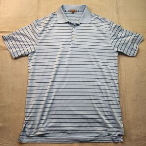 Peter Millar Summer Comfort Polo Shirt Men's M Blue Striped Performance Golf